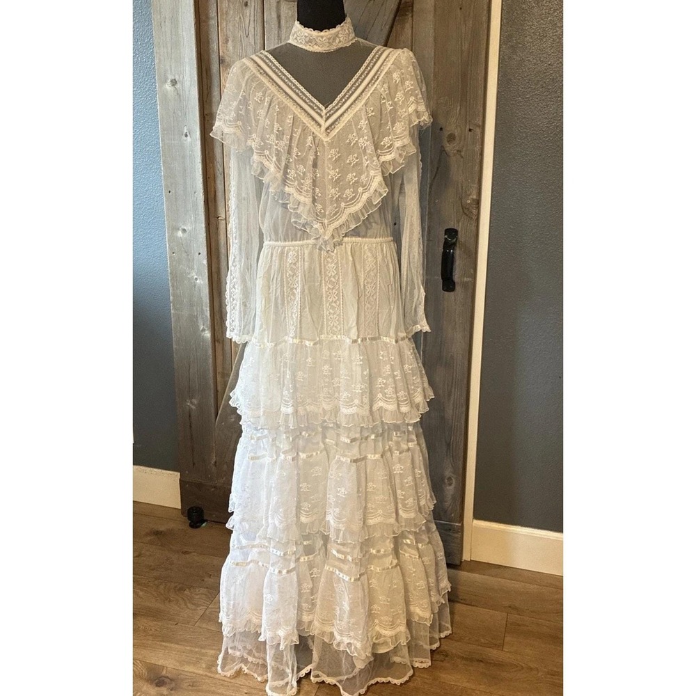 VTG Gunne Sax Romantic Renaissance Bridal Collection Lace Dress Gown Sz 13 - Picture 3 of 17